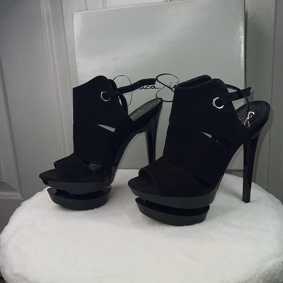 JS-CAT BY JESSICA SIMPSON BLACK KIDSUEDE 7.5M - Picture 3 of 8